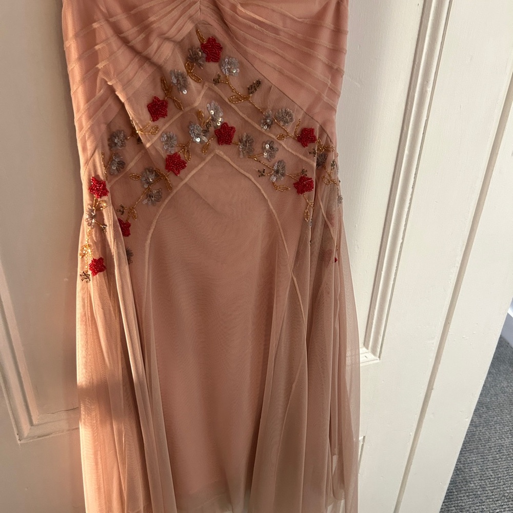 Urban Outfitters Blush Pink Strapless Beaded Evening Dress